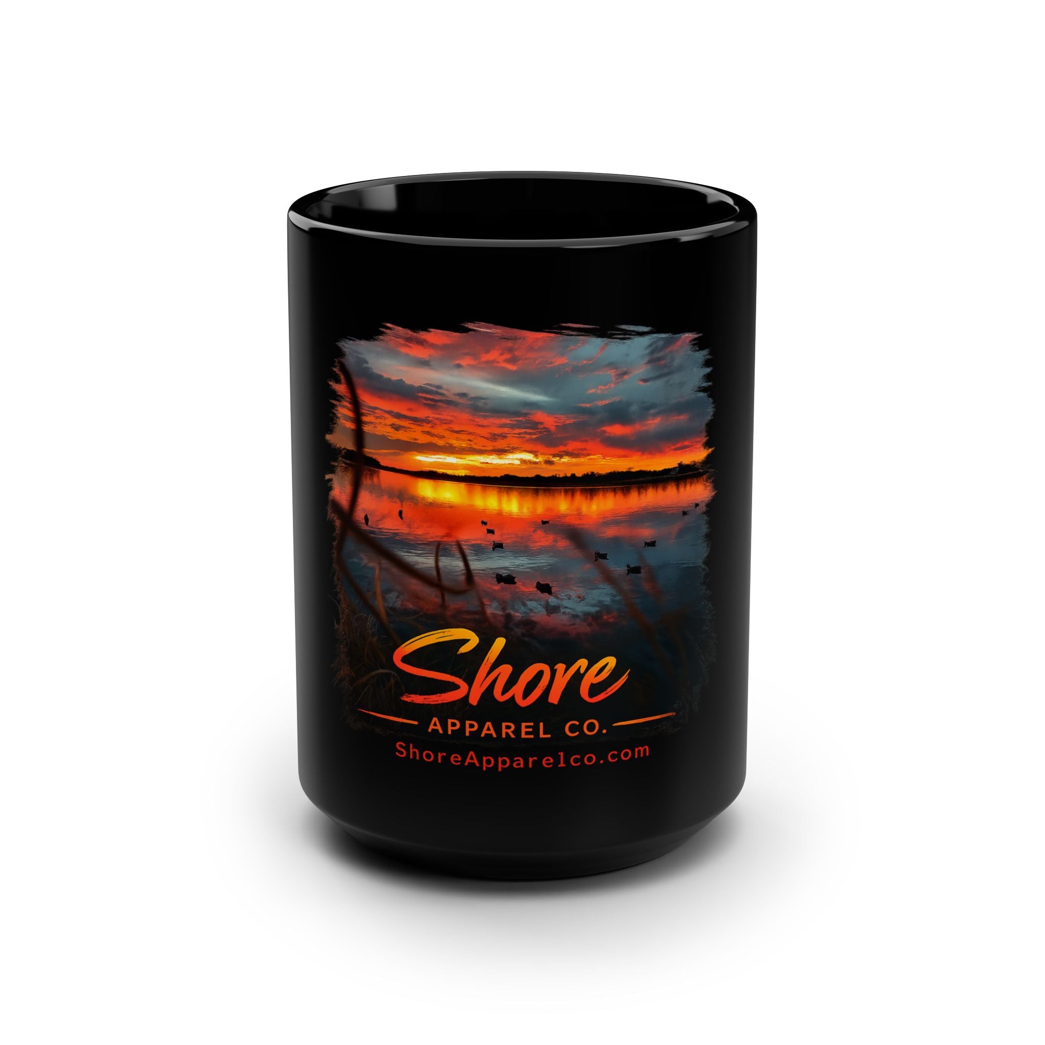 Sunset Shore 15oz Black Photo Mug — Shore Apparel Co. Landscape Coffee Cup